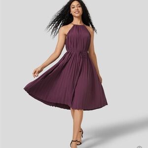 Breezeful™ Halter Tie Back Sleeveless Plisse Belted Quick Dry Midi Casual Dress